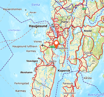 Område markert på kartet